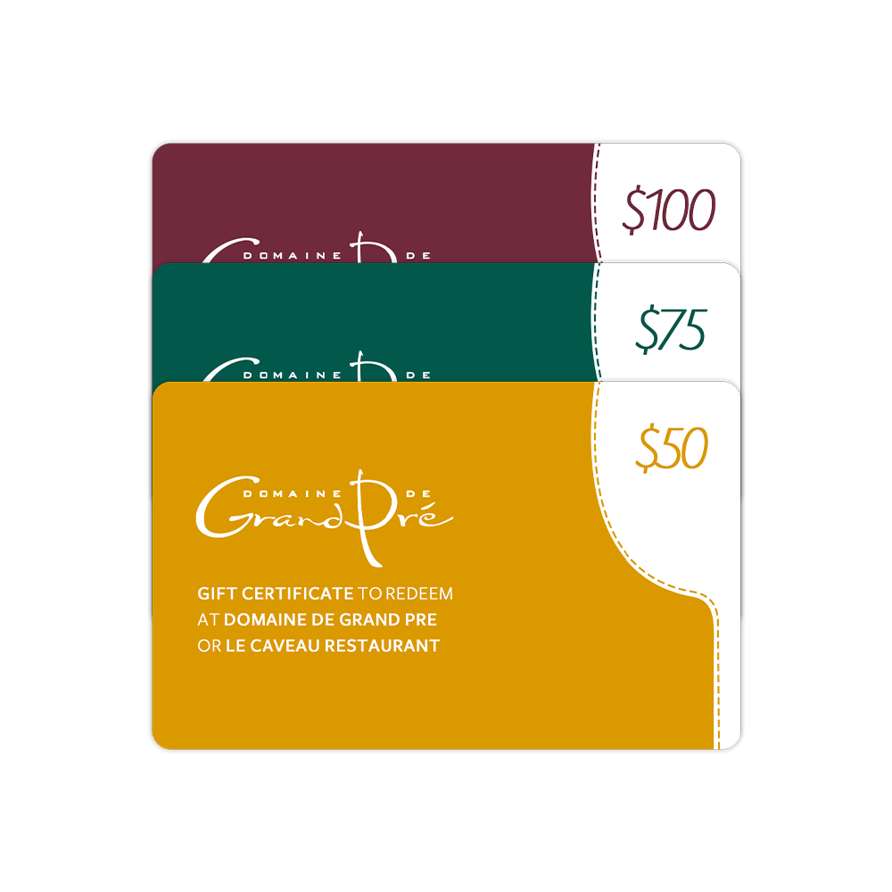 Gift Card Valid in the Wine Shop, Restaurant and The Inn Grand Pré